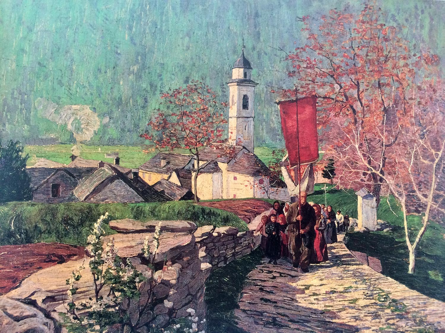 Carlo Fornara, La processione a Prestinone di Val Vigezzo, 1896, olio su tela, 46x62 cm	Galleria Giannoni, Comune di Novara