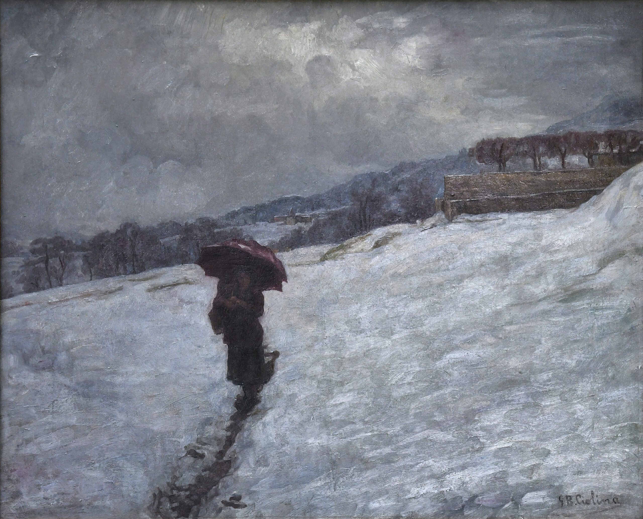 Giovanni Battista Ciolina, Crepuscolo invernale, 1906, Olio su tela, 61x75, Collezione Privata Milano